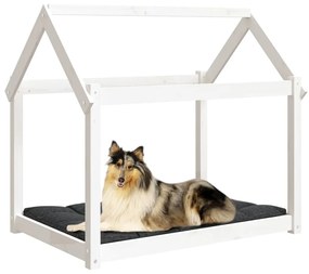 Cama para cães 101x70x90 cm madeira de pinho maciça branco