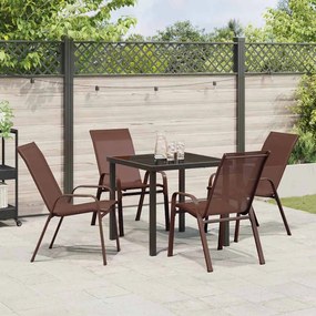 Conjunto de Jantar para Jardim 5 Peças Marrom em Textilene e Aço