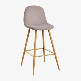 Pacote De 4 Bancos Altos Em Veludo Glamm Madeira Natural & Toupeira & ↑75 Cm - Sklum