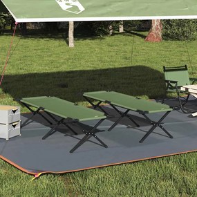 vidaXL Cama de Camping Dobrável Manual 2 pcs Verde 193 x 69 x 45 cm