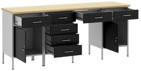 Conjunto de Mesa e Armário de Trabalho VidaXL 4 Peças Preto em Madeira