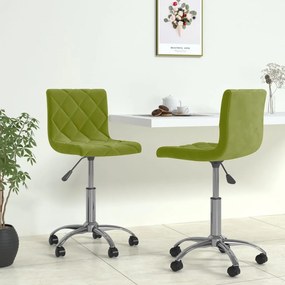 vidaXL Cadeiras de jantar giratórias 2 pcs veludo verde-claro