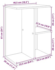 Mesa de cabeceira em carvalho artesanal 46,5x29x61 cm