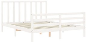 Cama sem colchão 160x200 cm madeira de pinho maciça branco