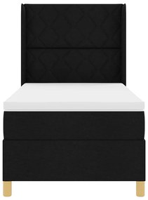 Cama Box Spring com Colchão e LED Preta 100x200 cm Tecido