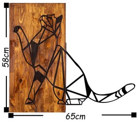 Acessório Decorativo de Parede Gato – Nogueira e Preto – 58 x 65 cm