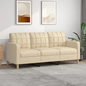 vidaXL Sofá de 3 lugares tecido 180 cm cor creme