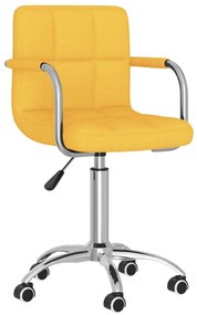 vidaXL Cadeira de jantar giratória tecido amarelo mostarda