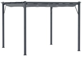 Pérgola de Jardim 300x300x223 cm com Toldo de Poliéster Retrátil e Est