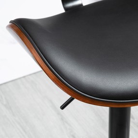 Conjunto de 2 Cadeiras de Bar com Altura Ajustável Revestimento Sintético 53x52x92-112 cm Preto