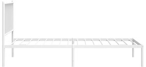 Estrutura de cama com cabeceira 75x190 cm metal branco