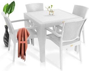 Conjunto 4 Cadeiras de Jardim, Terraço  LIDO, empilhável, polipropileno branco Restaurante, Café, Bar