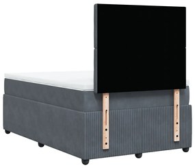 Cama boxspring com colchão 120x190 cm veludo cinzento-escuro