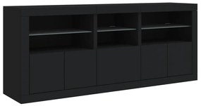 Aparador com luzes LED 162x37x67 cm preto