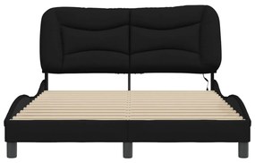 Estrutura de cama com LED sem colchão 140x200 cm tecido preto