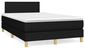 Cama box spring c/ colchão e LED 120x190 cm tecido preto