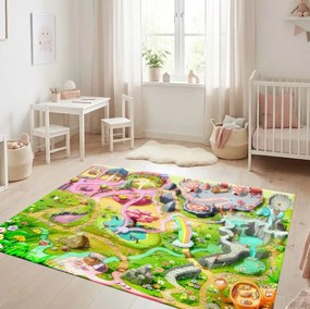 Tapete de brincar em vinil - Arco-íris em tons pastel do mundo lúdico