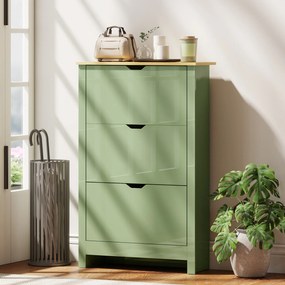 Sapateira, 72 x 26 x 112 cm, 3 Gavetas Basculantes, Verde