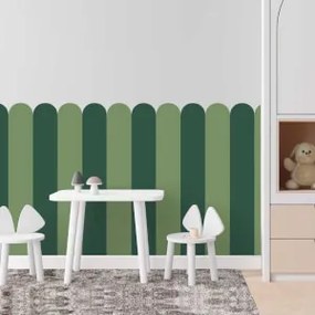 Papel de parede têxtil autoadesivo "Arco - Olive Leaf" (verde suave com impressão natural)