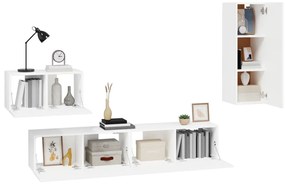 Conjunto móveis de TV 4 pcs madeira processada branco