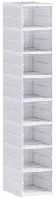 Sapateira Dobrável Organizador para Sapatos de 8 Níveis com Portas Transparentes para Sapatos até Tamanho 43 26x35x140 cm Branco