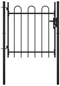vidaXL Portão de cerca com porta única e topo em aros 100x75 cm