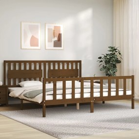 vidaXL Estrutura cama c/ cabeceira 200x200cm maciço castanho-mel