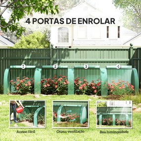 Estufa para Jardim Estufa Pequena para Cultivo de Plantas com 4 Janelas 395x100x80 cm Verde