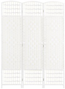 HOMCOM Biombo Separador de Ambientes de 3 Painéis 120x170 cm Divisória de Ambientes Dobrável com Corda de Papel e Estrutura de Madeira Branco