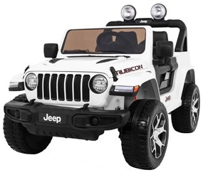 Carro elétrico para Crianças 12V 4x4 Jeep Wrangler Rubicon Rodas de EVA, Assento de couro Branco