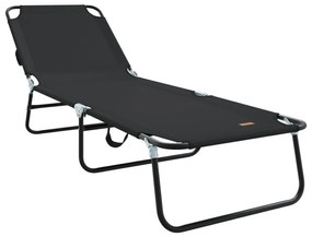 Espreguiçadeira Dobrável 2 pcs Portátil Preta 600D Tecido Oxford