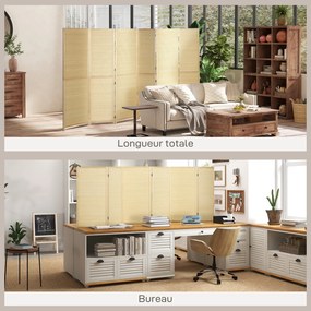Biombo de bambu com 6 painéis, 270 x 180 cm, divisória dobrável para separar divisões - natural