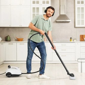 Limpador a vapor Vaporizador portátil 2000 W com tanque de 1,8 L Alta pressão de 5 bar Máquina de limpeza para casa Piso Tapete Branco