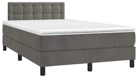 Cama box spring colchão LED 120x190cm couro artif. cinza-escuro
