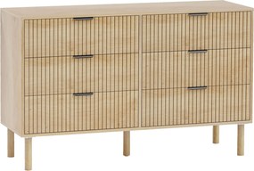 HOMCOM Cômoda 6 Gavetas em Madeira para Quarto e Entrada Estilo Nórdico, 120x39.5x75 cm, Rovere | Aosom Portugal