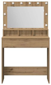 Mesa de Maquiagem vidaXL com Luzes LED em Carvalho Artisan 79x41x135 c