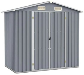 Abrigo de jardim 205x129x183 cm aço galvanizado cinzento