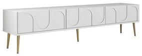 Móvel de TV "Lyon" – Branco e Dourado – 180x43x35 cm – Design Moderno