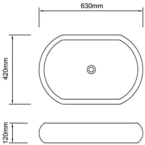 Lavatório cerâmica 63 x 42 cm, forma oval / Branca