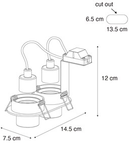 Foco embutido arredondado Cinza-escuro GU10 35mm Inclinável 2 Luzes - Installa Moderno