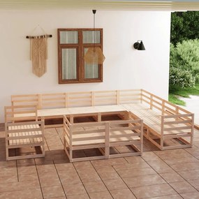 vidaXL 12 pcs conjunto lounge de jardim pinho maciço