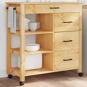 vidaXL Carrinho de cozinha MONZA 84x40x90 cm madeira de pinho maciça