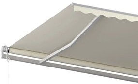 Toldo retrátil manual com postes 6x3,5 m cor creme