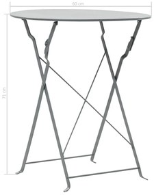3 pcs conjunto bistrô aço cinzento