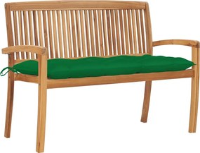 vidaXL Banco de jardim empilhável c/ almofadão 128,5 cm teca maciça