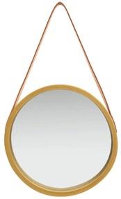 Espelho de parede com alça 40 cm dourado
