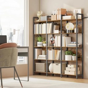 Estante com 5 prateleiras abertas 24 x 128 x 154,1 cm Castanho vintage + Preto