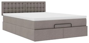 Cama otomana com colchão 140x200 cm tecido cinza