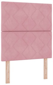 Cama Box Spring com Colchão &amp; Banco Rosa 80x200 cm Veludo