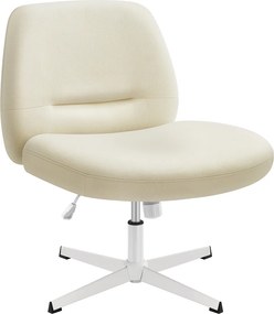 Cadeira de escritório, cadeira toucador com assento largo e base em cruz branco creme
